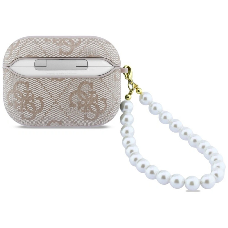 Guess 4G Pearl Strap puzdro na Apple AirPods Pro 3, ružové