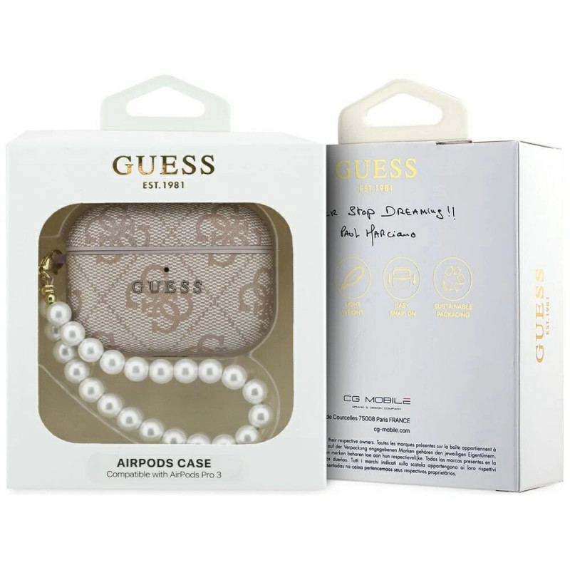 Guess 4G Pearl Strap puzdro na Apple AirPods Pro 3, ružové