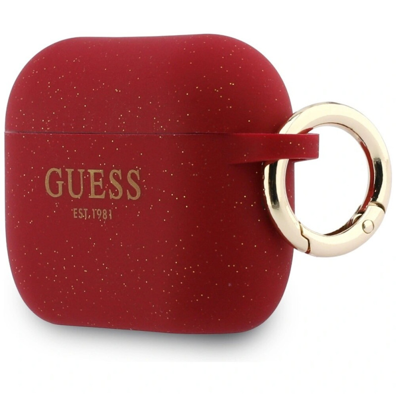 Guess Silikónové puzdro Glitter Ring pre Apple AirPods Pro 3, fuchsiová