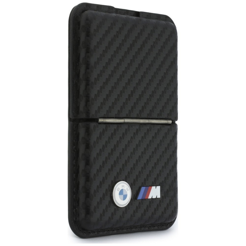 BMW M Carbon Metal Logos MagSafe peňaženka, čierna