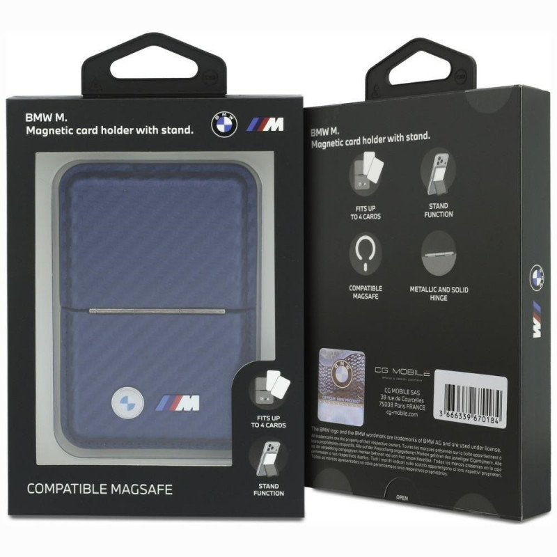 BMW M Carbon Metal Logos MagSafe peňaženka, tmavomodrá