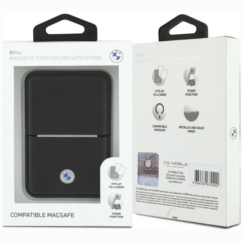 BMW Carbon Metal Logos MagSafe peňaženka, čierna