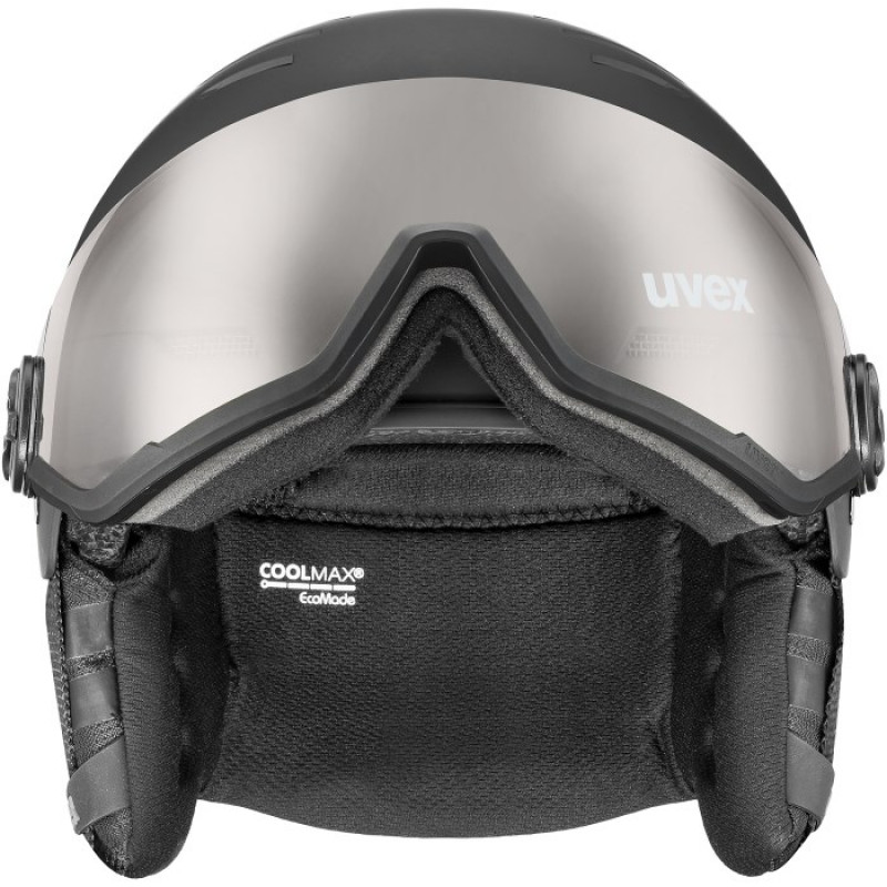 Lyžiarska prilba UVEX Wanted Visor pro V, čierna matná