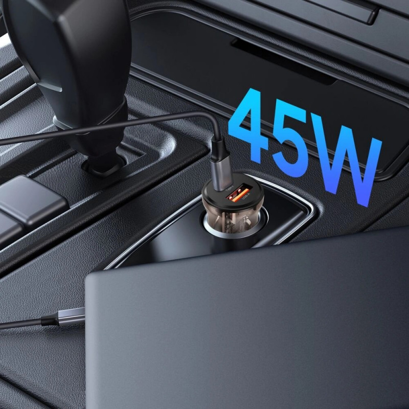 Tech-Protect CC01 2-portová autonabíjačka USB-A / USB-C, PD 45W / QC 3.0, čierna