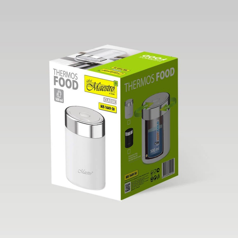 Maestro MR-1649-50-WHITE Termoska na jedlo, 500 ml, biela