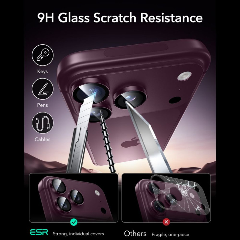 ESR Armorite ochrana fotoaparátu pre Apple iPhone 18 Pro / 18 Pro Max, Deep Burgundy