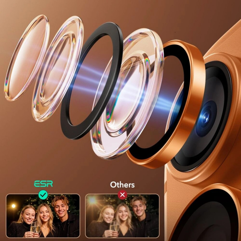ESR Armorite Camera Protector pre Apple iPhone 14 Pro / Max / 15 Pro / Max / 16 Pro / Max / 17 Pro / Max, oranžový