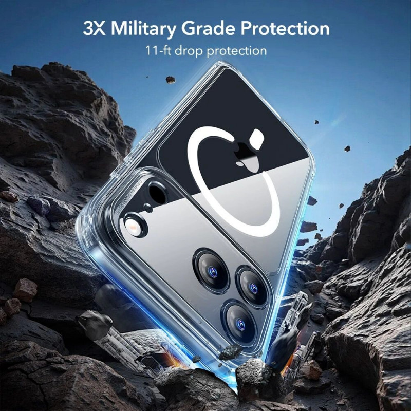 ESR Classic Hybrid MagSafe puzdro s tvrdeným sklom pre Apple iPhone 17 Pro Max, priehľadné