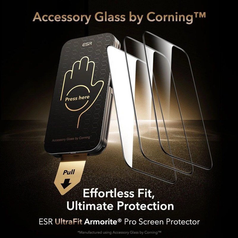 ESR UltraFit Armorite Pro tvrdené sklo pre Apple iPhone 16 Pro / 17, číre, sklo od Corning (ESR926)