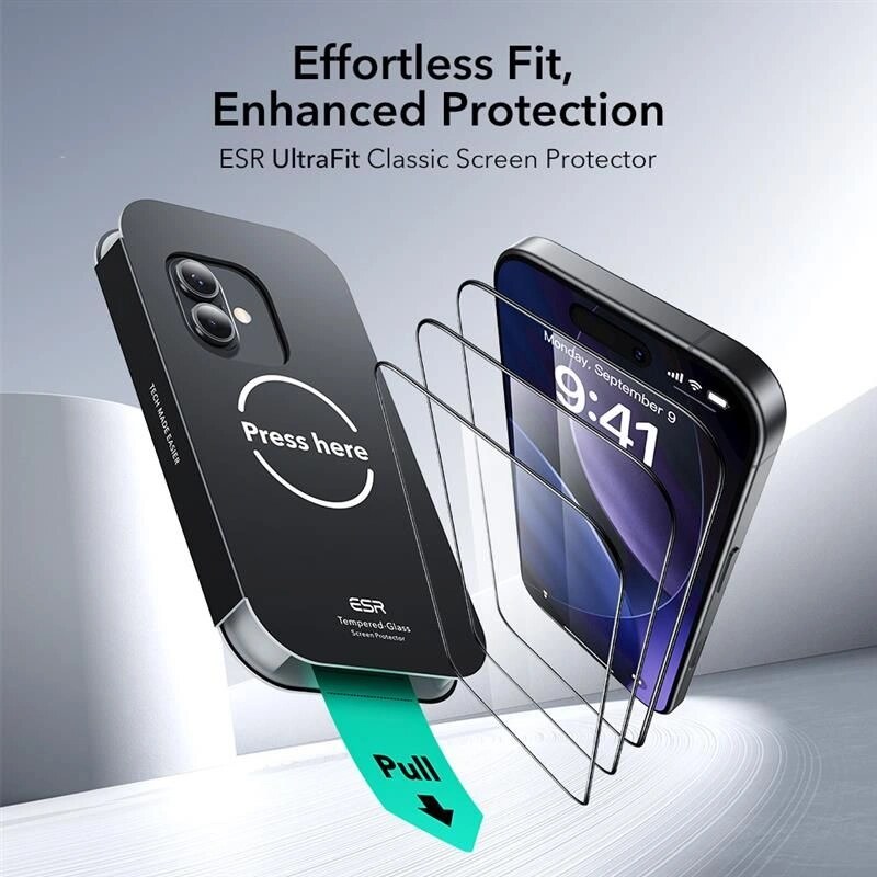 ESR UltraFit tvrdené sklo pre Apple iPhone 16 Pro / 17, číre (2 ks) (ESR922)