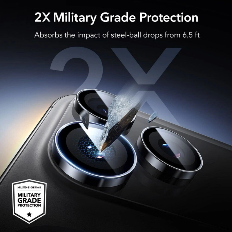 ESR Armorite ochrana fotoaparátu pre Apple iPhone 14 Pro / 14 Pro Max / 15 Pro / 15 Pro Max / 16 Pro / 16 Pro Max / 17 Pro / 17 Pro Max, čierna (ESR931)
