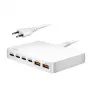 LogiLink PA0418 stolná nabíjačka USB-A/C, 100 W, GaN, 6 portov, 2x USB-A (QC), 4x USB-C (PD), biela