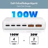 LogiLink PA0418 stolná nabíjačka USB-A/C, 100 W, GaN, 6 portov, 2x USB-A (QC), 4x USB-C (PD), biela