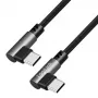 Kábel LogiLink CU0462 USB 2.0 Type-C, C/M 90° na C/M 90°, 480 Mbps, 100 W, kovový, strieborno-čierny, 2 m
