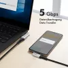Kábel LogiLink CU0471 USB 3.2 Gen1 Type-C, A/M 90° na C/M 90°, 5 Gbps, 60W, kovový, strieborno-čierny, 1 m