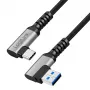 Kábel LogiLink CU0473 USB 3.2 Gen1 Type-C, A/M 90° na C/M 90°, 5 Gbps, 60W, kovový, strieborno-čierny, 2 m