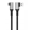 Kábel LogiLink CU0473 USB 3.2 Gen1 Type-C, A/M 90° na C/M 90°, 5 Gbps, 60W, kovový, strieborno-čierny, 2 m