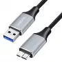 Kábel Logilink CU0291 USB 3.0, A/M na Micro-USB/M, 5 Gbps, nylon, kov, čierny/strieborný, 2 m