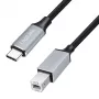 Kábel Logilink CU0515 USB 2.0 Type-C, C/M na B/M, 480 Mbps, nylon, kov, čierny/strieborný, 2 m