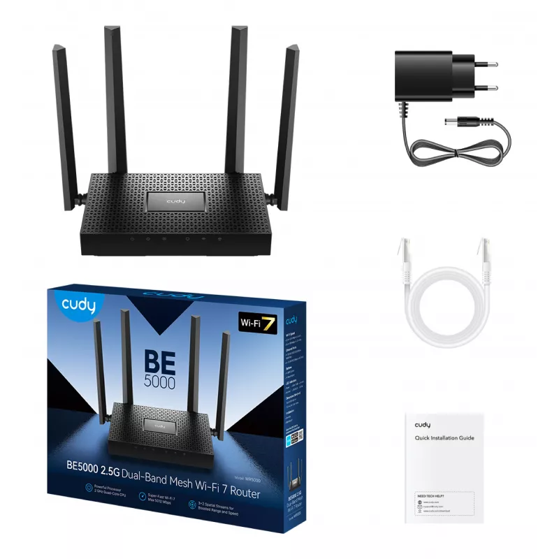 CUDY WR5000 BE5000 2.5G Wi-Fi 7 Mesh smerovač, 4.32 Gbps