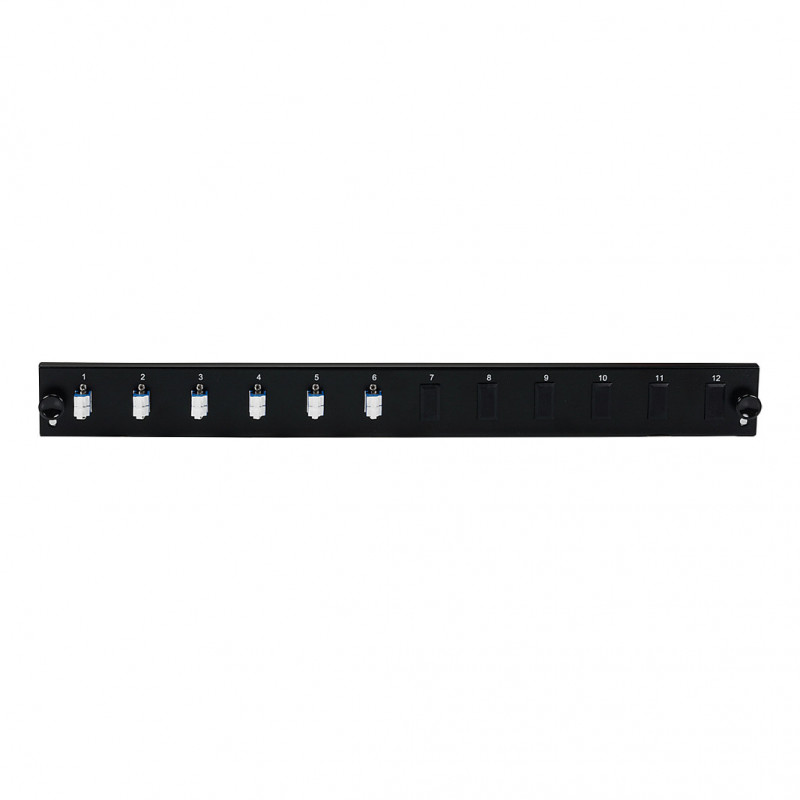 EFB Elektronik SB-FP-6SC-S-OM4 Predný panel pre optické vlákna do racku, 1U, sivý, kovový, 432 mm