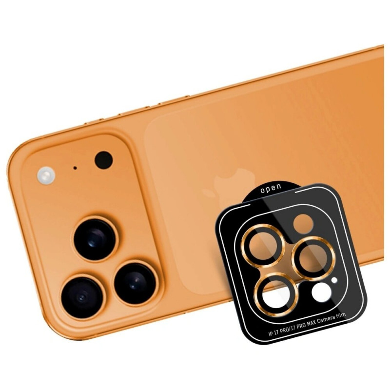 3MK Lens Protection Pro tvrdené sklo na objektív fotoaparátu pre Apple iPhone 17 Pro / 17 Pro Max, oranžová