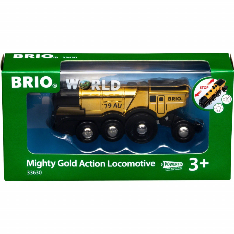 BRIO World zlatá batériová lokomotíva so svetlom a zvukom (33630)