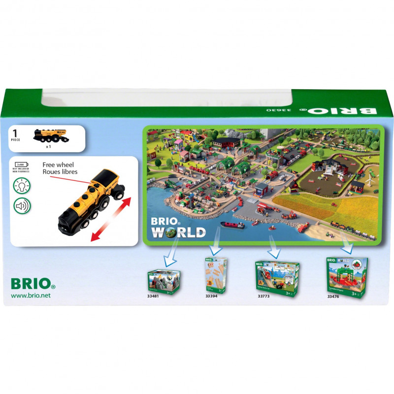BRIO World zlatá batériová lokomotíva so svetlom a zvukom (33630)