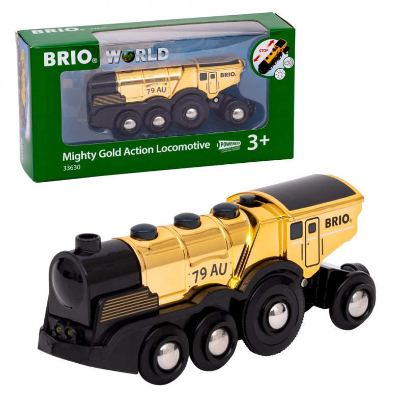 BRIO World zlatá batériová lokomotíva so svetlom a zvukom (33630)