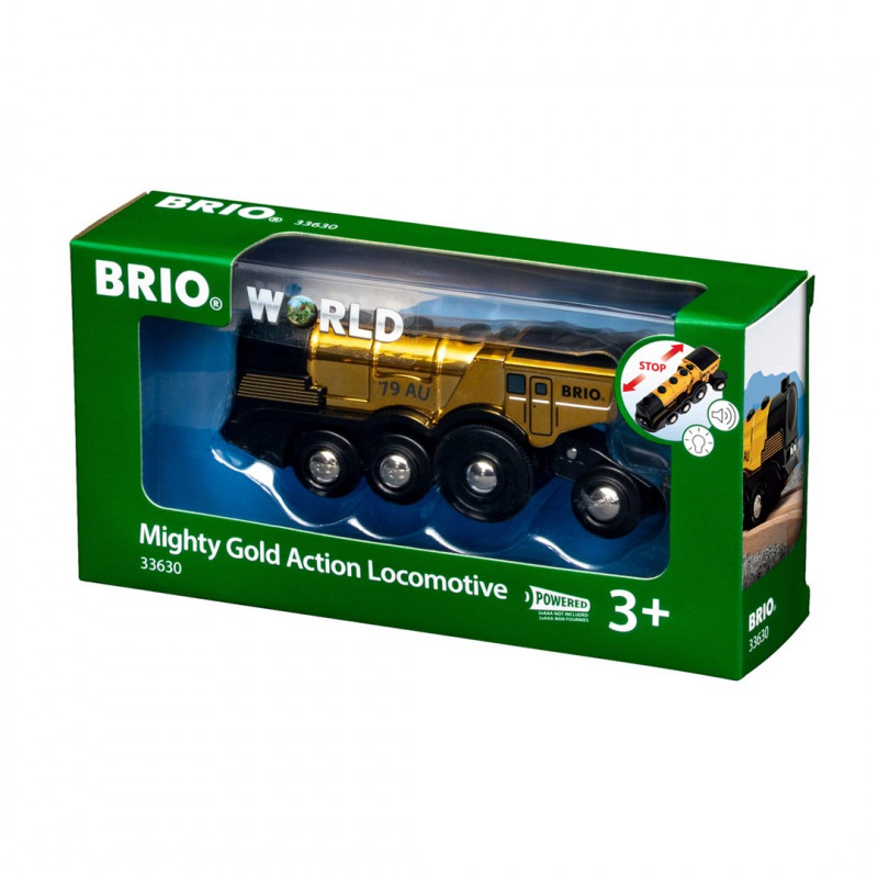 BRIO World zlatá batériová lokomotíva so svetlom a zvukom (33630)