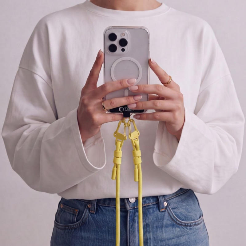 Popruh na telefón cez telo Tech-Protect C5SD Rope, 80 cm, kanáriková žltá
