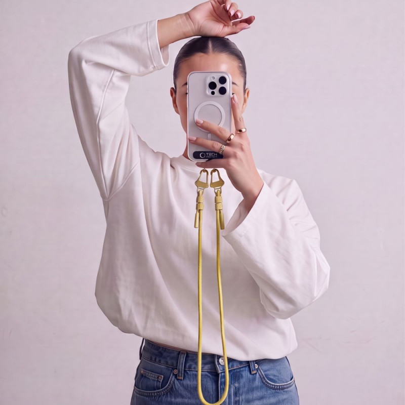 Popruh na telefón cez telo Tech-Protect C5SD Rope, 80 cm, kanáriková žltá
