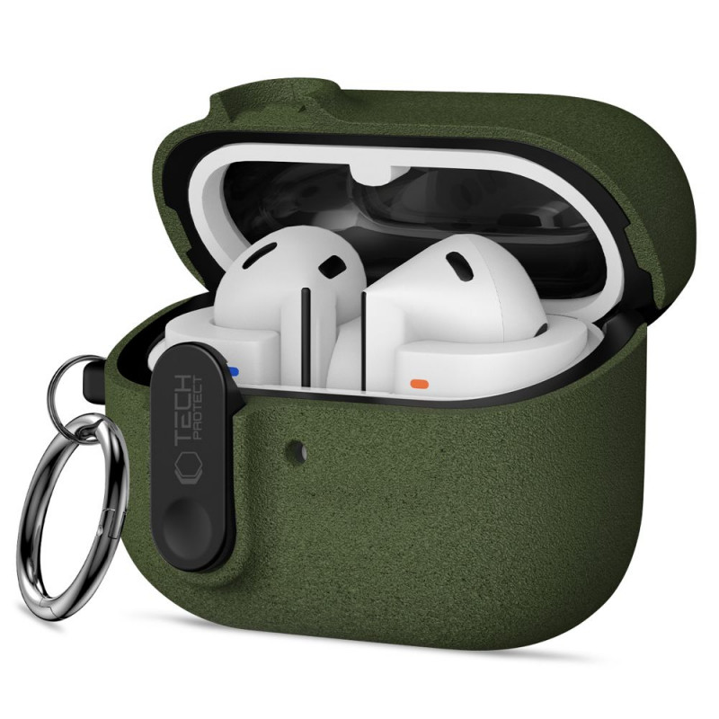 Tech-Protect Slim Hook puzdro Samsung Galaxy Buds 3 / 3 FE / 3 Pro, olivovo zelená