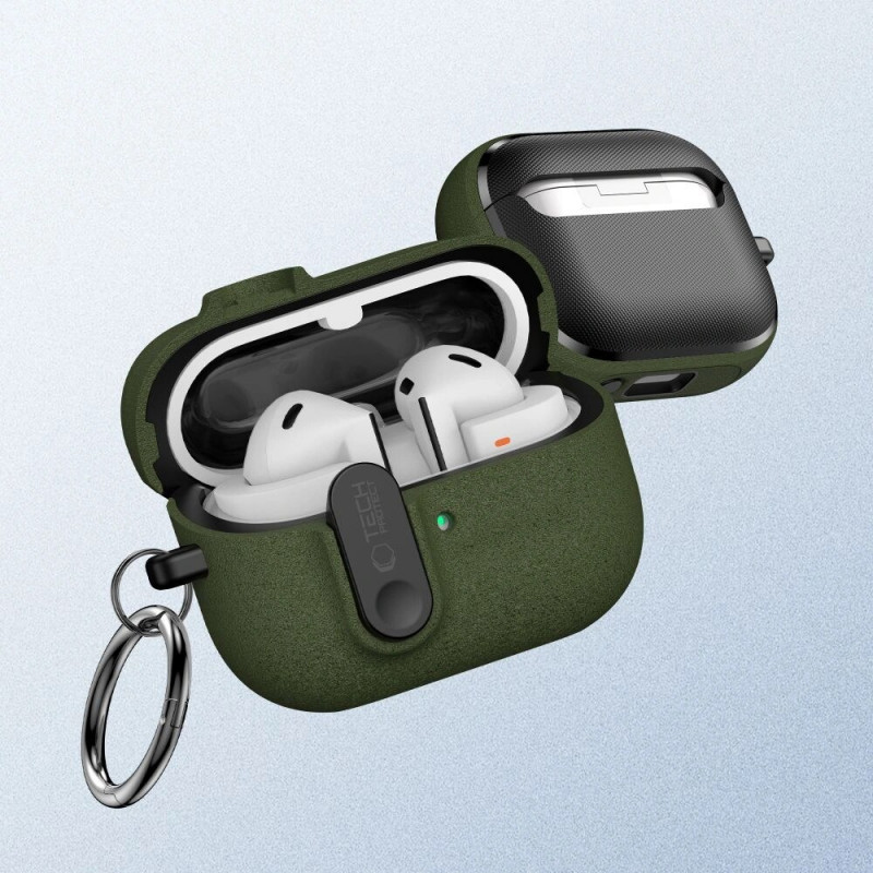 Tech-Protect Slim Hook puzdro Samsung Galaxy Buds 3 / 3 FE / 3 Pro, olivovo zelená