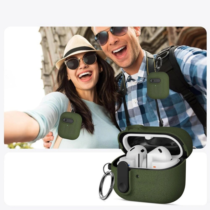Tech-Protect Slim Hook puzdro Samsung Galaxy Buds 3 / 3 FE / 3 Pro, olivovo zelená