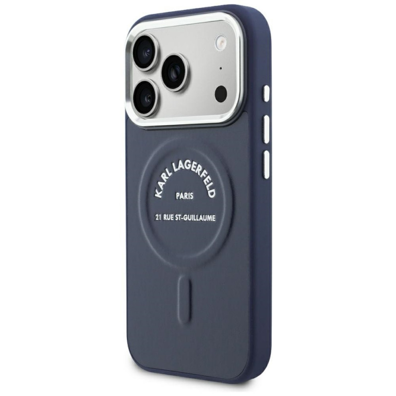 Puzdro Karl Lagerfeld Embossed Open Ring RSG Logo MagSafe pre Apple iPhone 18 Pro Max / 17 Pro Max, modré (KF003292-0)