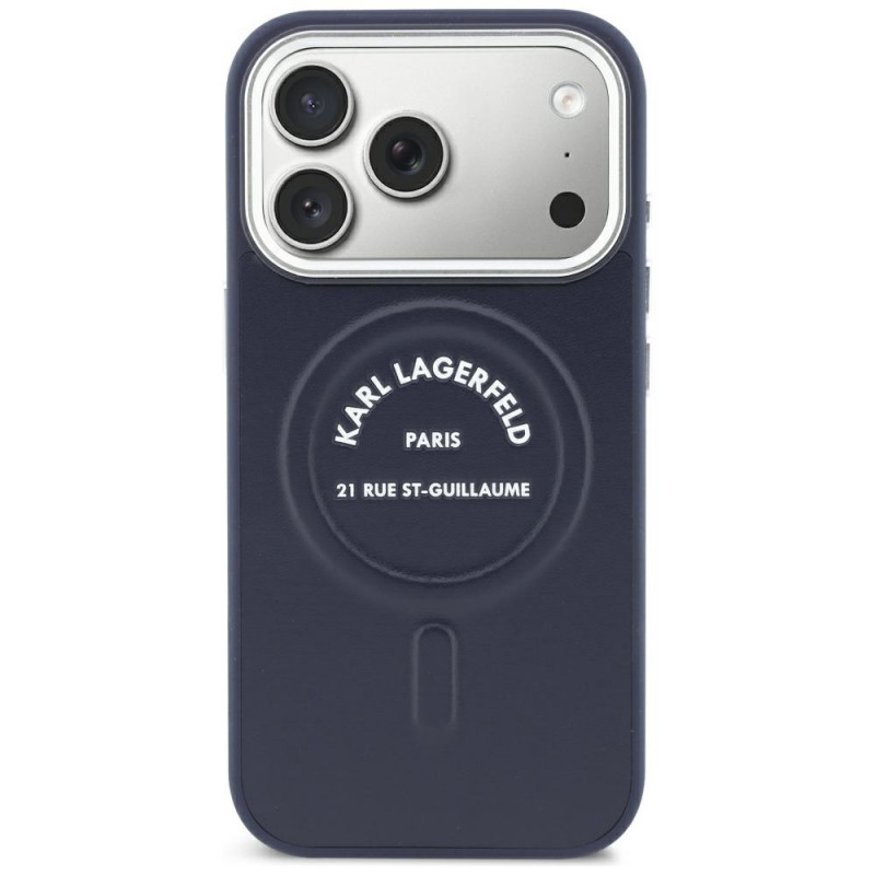 Puzdro Karl Lagerfeld Embossed Open Ring RSG Logo MagSafe pre Apple iPhone 18 Pro Max / 17 Pro Max, modré (KF003292-0)