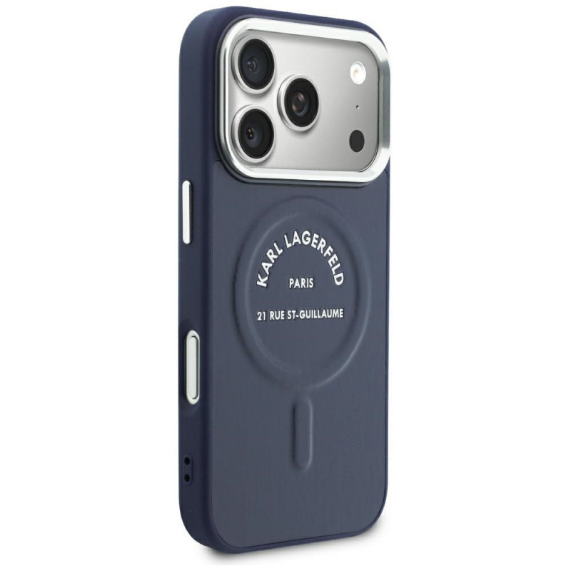 Puzdro Karl Lagerfeld Embossed Open Ring RSG Logo MagSafe pre Apple iPhone 18 Pro Max / 17 Pro Max, modré (KF003292-0)