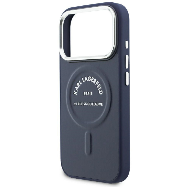 Puzdro Karl Lagerfeld Embossed Open Ring RSG Logo MagSafe pre Apple iPhone 18 Pro Max / 17 Pro Max, modré (KF003292-0)