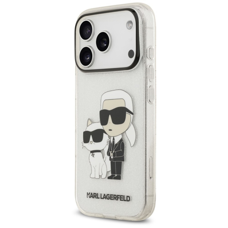 Puzdro Karl Lagerfeld IML NFT Glitter Karl&Choupette KF003400 na Apple iPhone 18 Pro Max / 17 Pro Max, priehľadné
