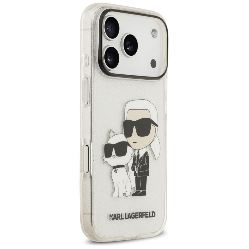Puzdro Karl Lagerfeld IML NFT Glitter Karl&Choupette KF003400 na Apple iPhone 18 Pro Max / 17 Pro Max, priehľadné