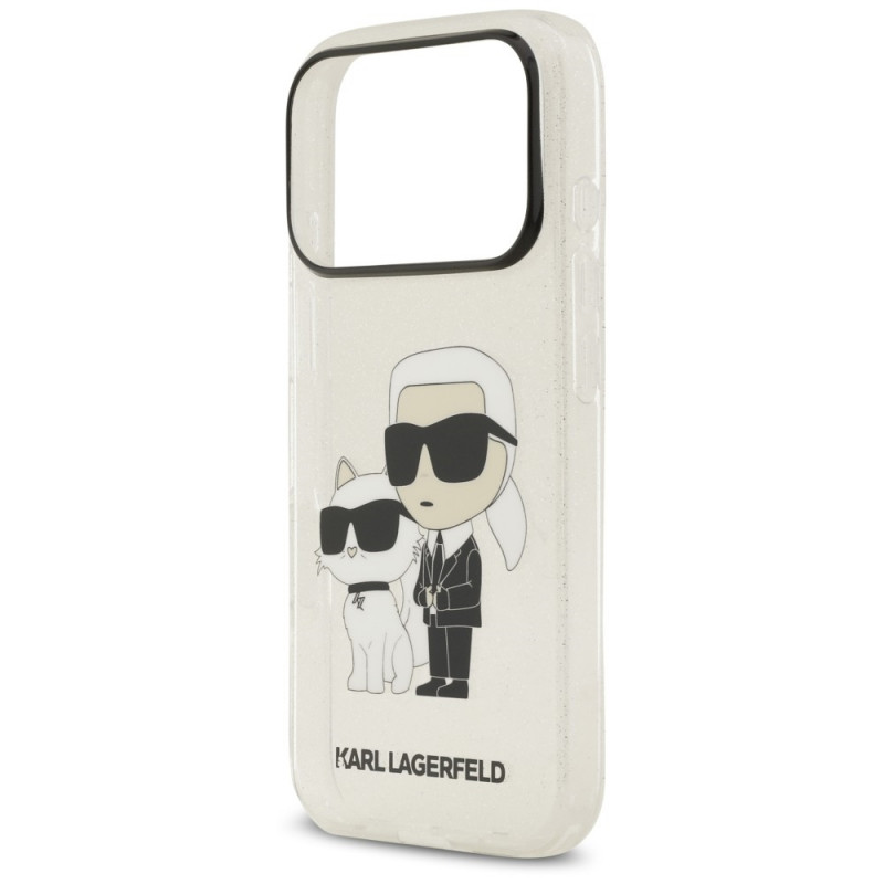 Puzdro Karl Lagerfeld IML NFT Glitter Karl&Choupette KF003400 na Apple iPhone 18 Pro Max / 17 Pro Max, priehľadné