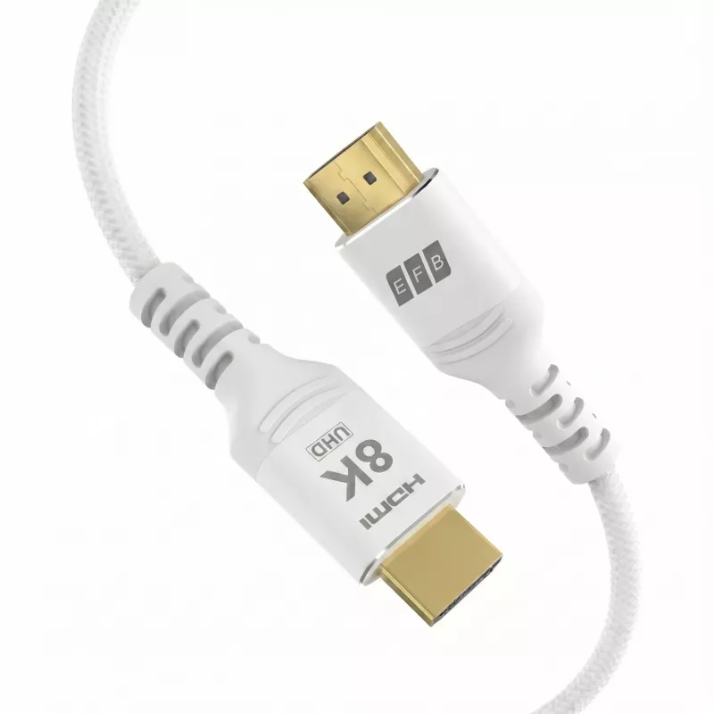 EFB Elektronik HDMI-21-00013 HDMI kábel Ultra High Speed, 8K60Hz, 48 Gbit/s, 5 m, biely, kompatibilný s HDMI 2.1/2.0