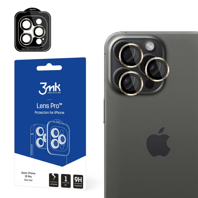 3MK Lens Protection Pro Apple iPhone 15 Pro, tmavozlatá