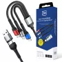 3MK Hyper Cable N-SERIES 6in1 USB-C / USB-A na USB-C / MicroUSB / Lightning, kábel QC 3.0, 18 W (9 V / 2 A), 1.2 m, čierny