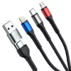 3MK Hyper Cable N-SERIES 6in1 USB-C / USB-A na USB-C / MicroUSB / Lightning, kábel QC 3.0, 18 W (9 V / 2 A), 1.2 m, čierny