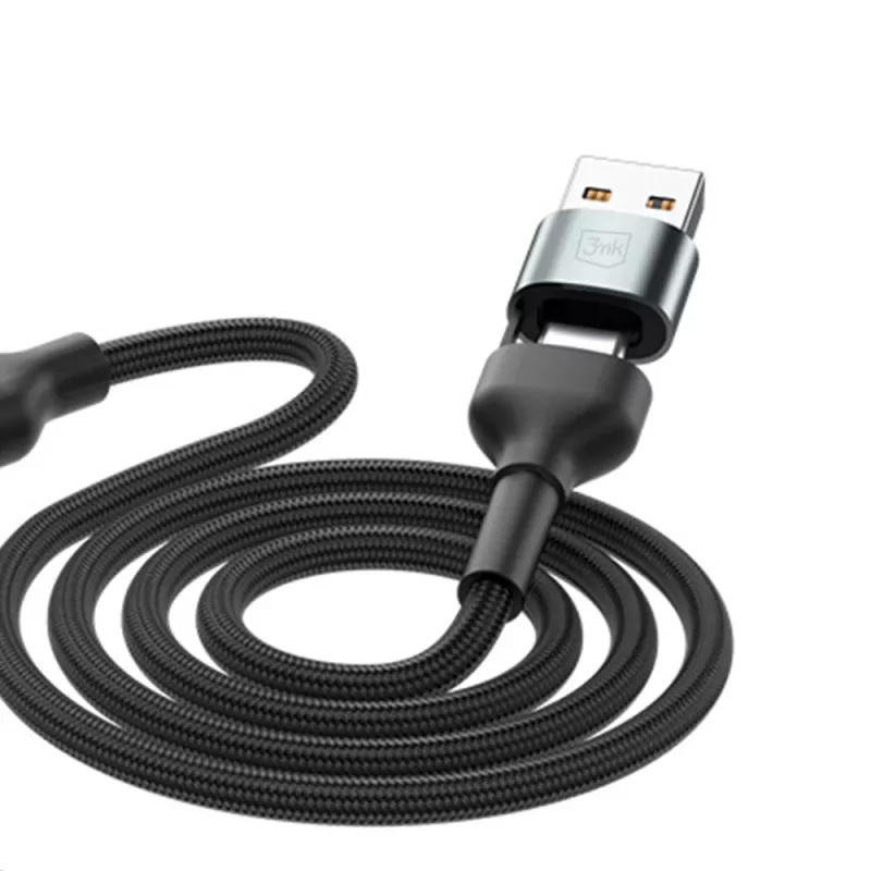 3MK Hyper Cable N-SERIES 6in1 USB-C / USB-A na USB-C / MicroUSB / Lightning, kábel QC 3.0, 18 W (9 V / 2 A), 1.2 m, čierny