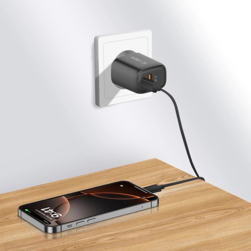 Tech-Protect NCA20 USB-A / USB-C nástenná nabíjačka PD 20W / QC3.0, čierna