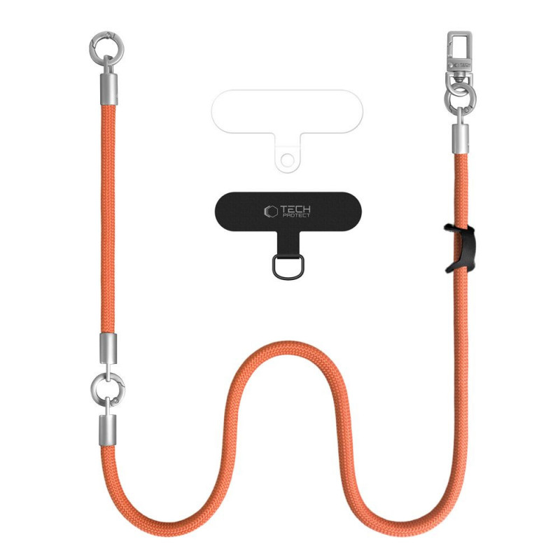 Tech-Protect C10S Rope Crossbody & Wrist sada remienkov na telefón, oranžová/titánová