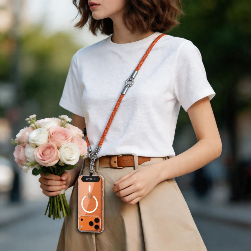 Tech-Protect C10S Rope Crossbody & Wrist sada remienkov na telefón, oranžová/titánová